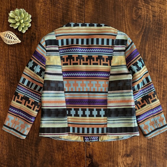 MSGM | Aztec Embroidered Biker Jacket, Size 6 - Picture 3 of 11